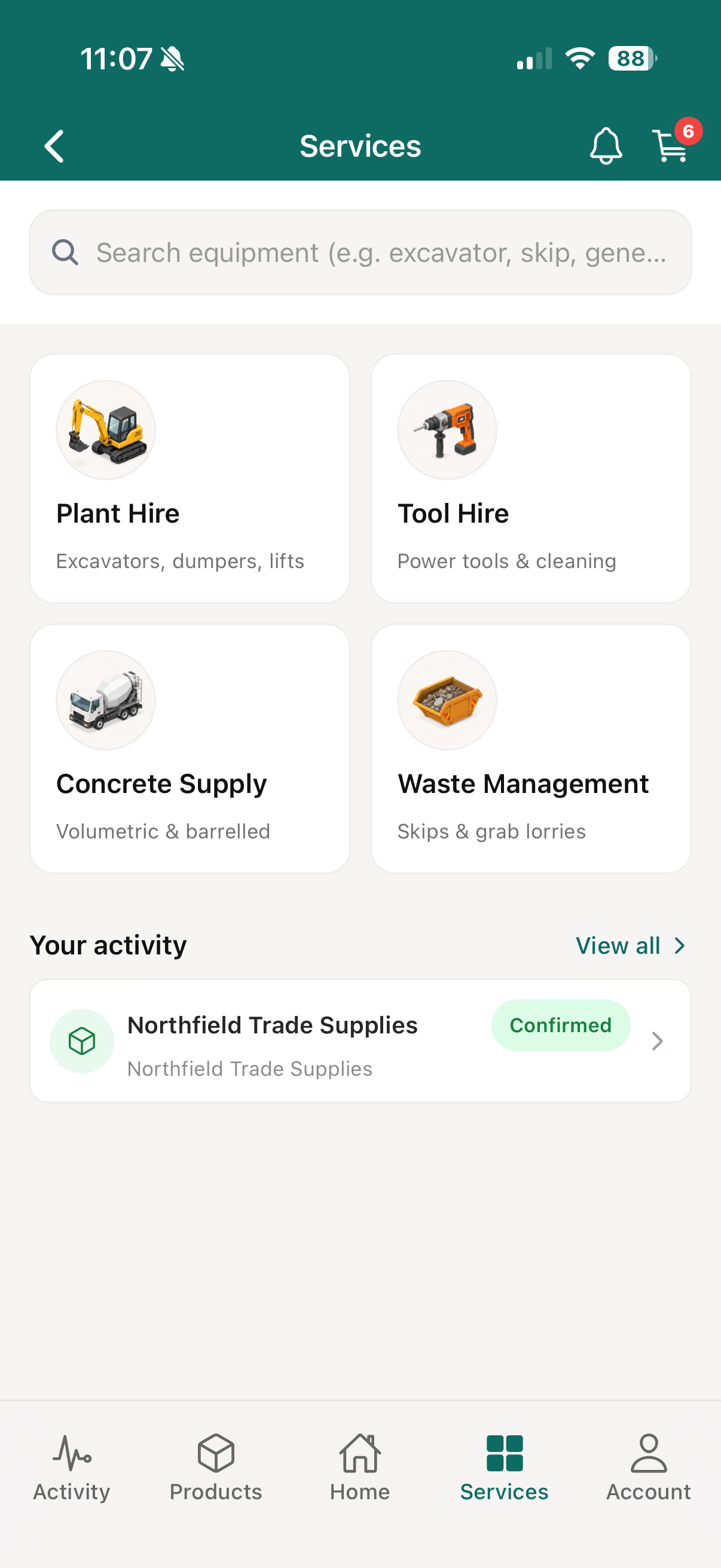 Sourcing construction services in the Merchant Link app